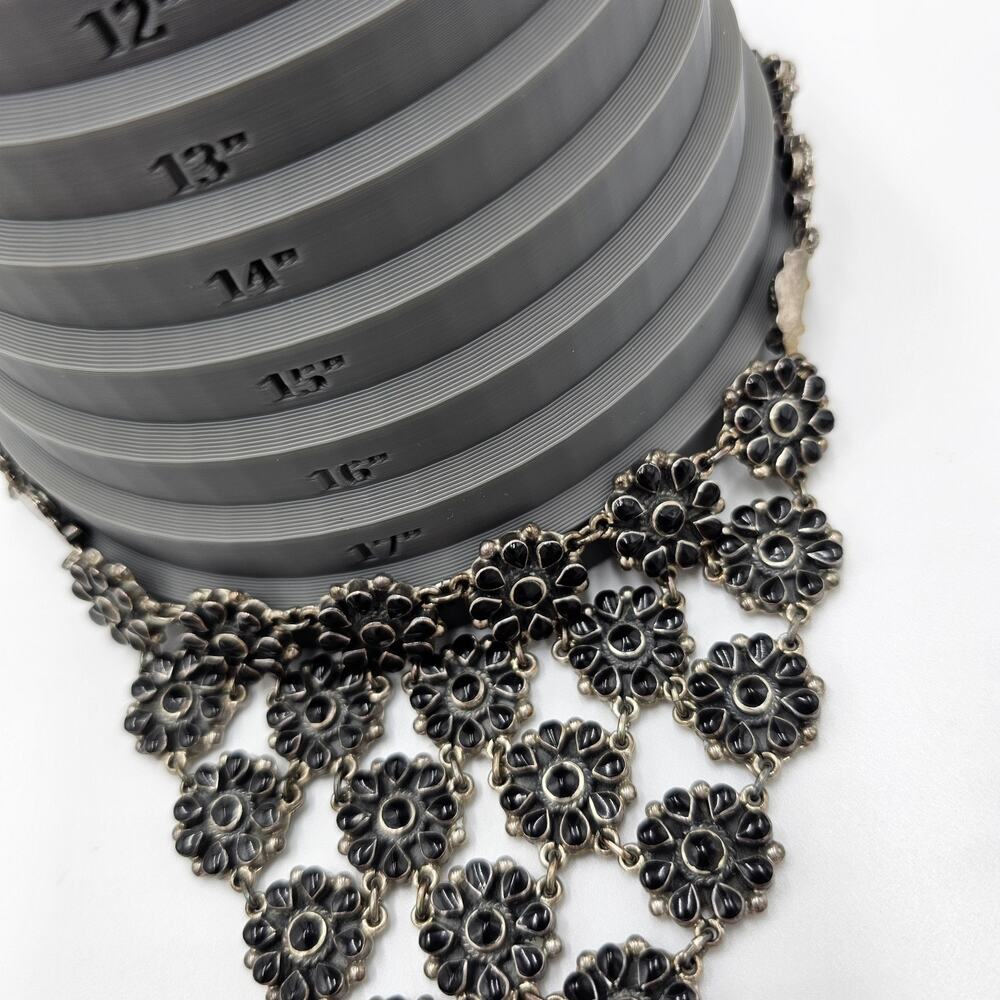 Vintage Taxco Sterling Silver Flower Floral Bib Necklace Bracelet Set Mexico - Picture 15 of 15